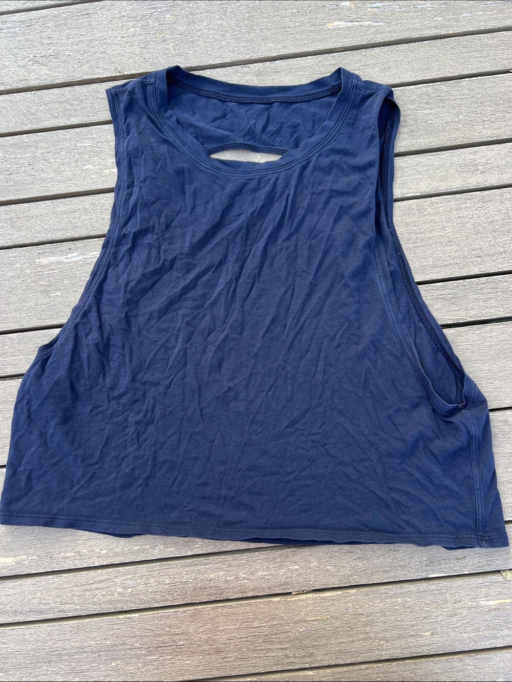 lululemon athletica Navy Crop Tank with Cutaway Sides